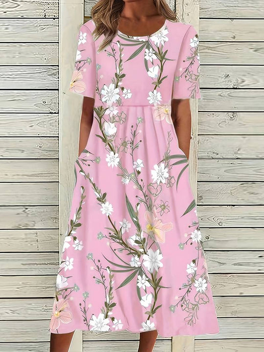 Reem - Hoge Taille Bloemenprint Jurk