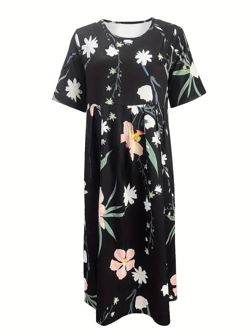 Reem - Hoge Taille Bloemenprint Jurk