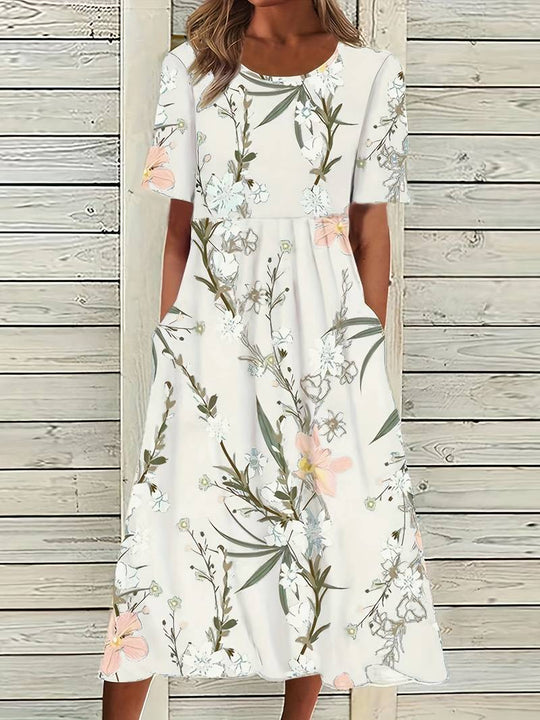 Reem - Hoge Taille Bloemenprint Jurk