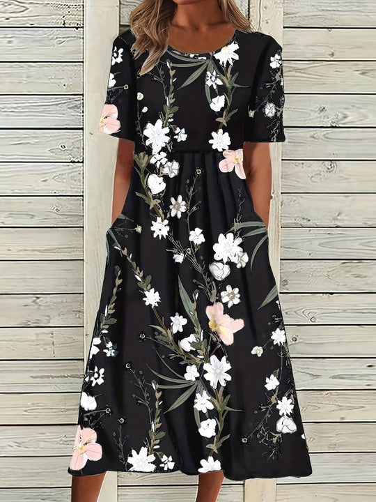 Reem - Hoge Taille Bloemenprint Jurk