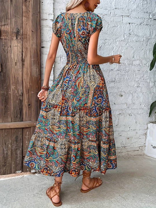 Reshma - Lange jurk met paisley shirred detail