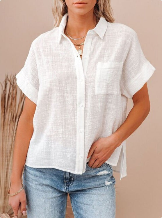 Janice - Losse blouse van katoen en linnen